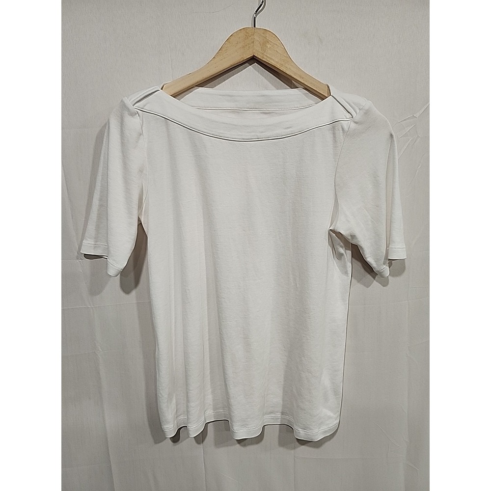 J. Jill‎ Perfect Pima Womens S Petite White,  Boat Neck 100% Pima Cotton